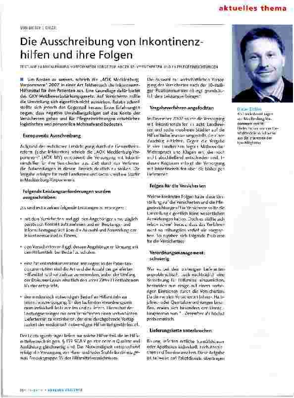 Vorschauseite 1: Die Ausschreibung von Inkontinenzhilfen und ihre Folgen