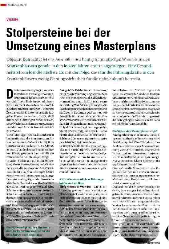 Vorschauseite 1: Stolpersteine bei der Umsetzung eines Masterplans