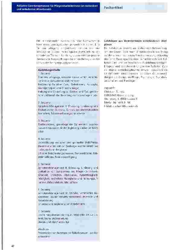 Vorschauseite 3: Palliative Care-Kompetenzen für Pflegemitarbeiterinnen im stationären und ambulanten Altersbereich