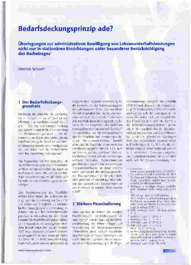 Vorschauseite 1: Bedarfsdeckungsprinzip ade?