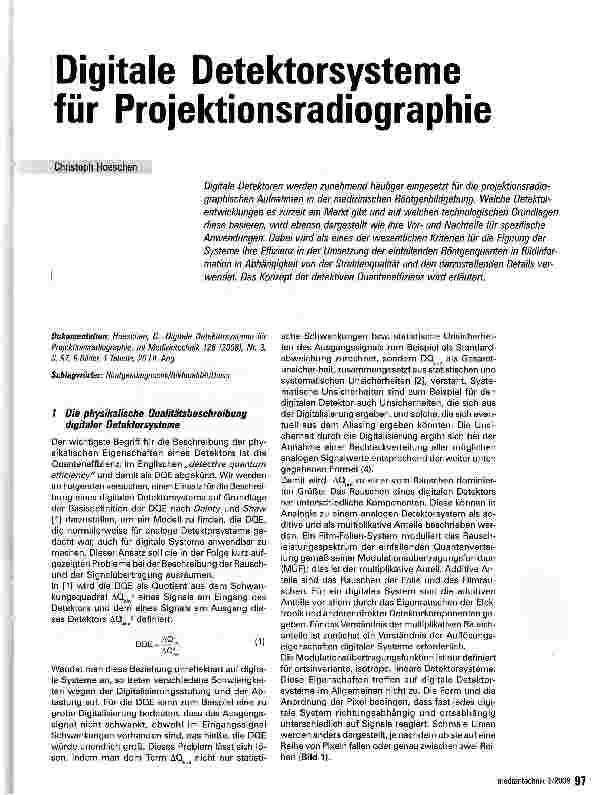 Vorschauseite 1: Digitale Detektorsysteme für Projektionsradiographie