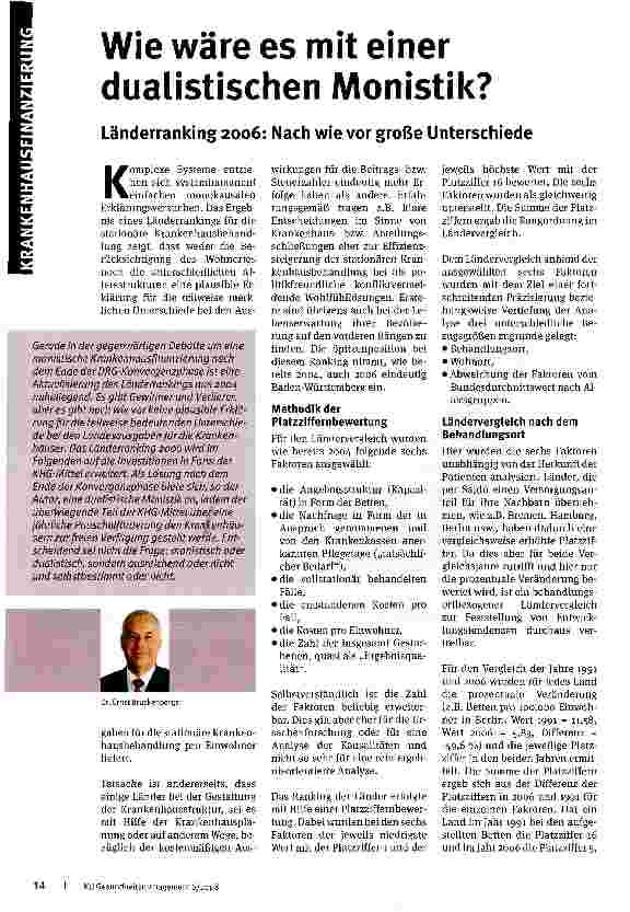 Vorschauseite 1: Wie wäre es mit einer dualistischen Monistik?Länderranking2oo6: Nach wie vor große Unterschiede