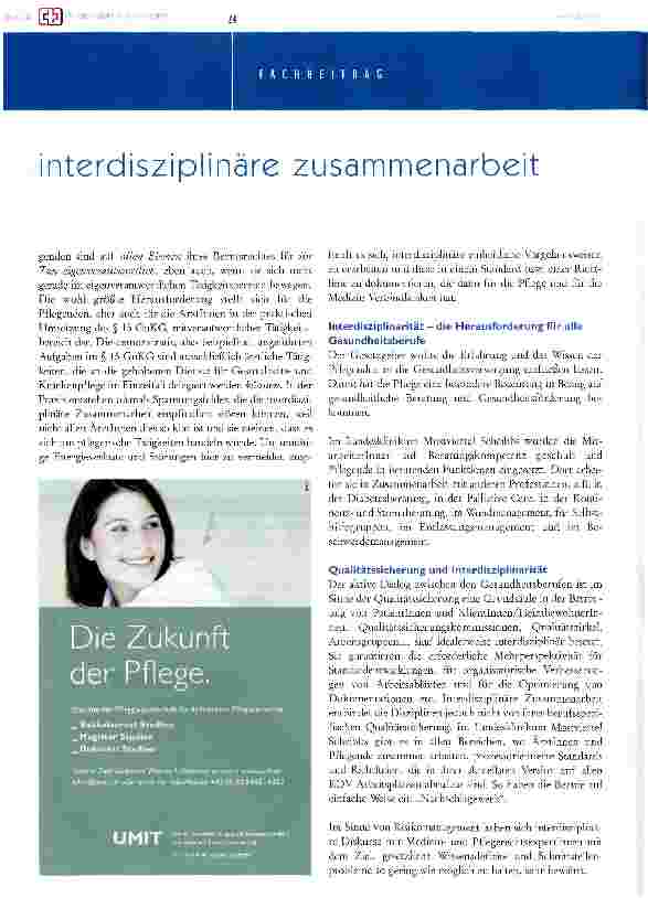 Vorschauseite 3: interdisziplinäre Zusammenarbeit