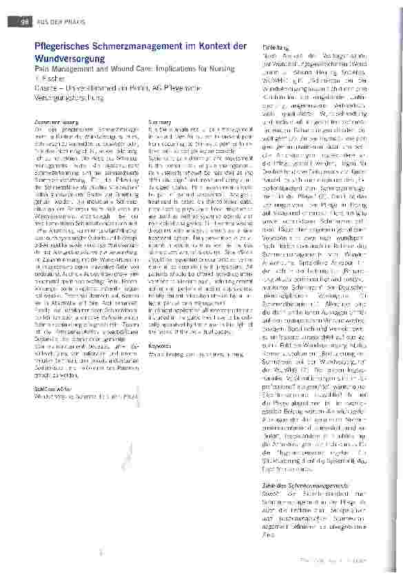 Vorschauseite 1: Pflegerisches Schmerzmanagement im Kontext der Wundversorgung