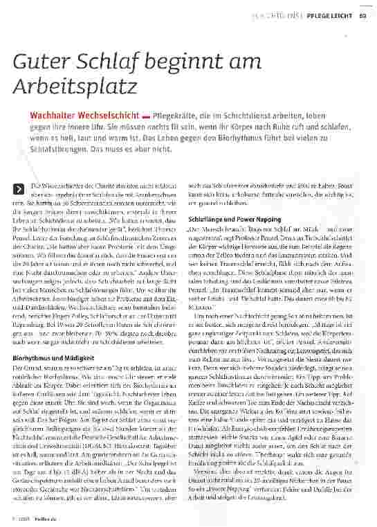Vorschauseite 1: Guter Schlaf beginnt am Arbeitsplatz