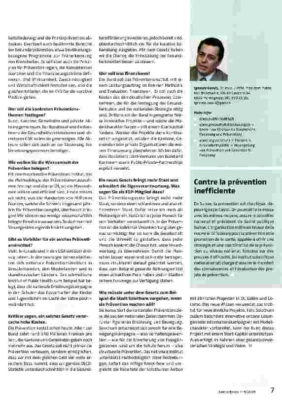 Vorschauseite 2: Der Prävention fehlt nicht Geld, sondern Organisation und Effizienz