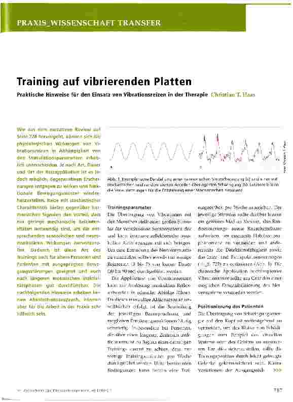 Vorschauseite 1: Training auf vibrierenden Platten Praktische Hinweise für den Einsatz von Vibrationsreizen in der Therapie