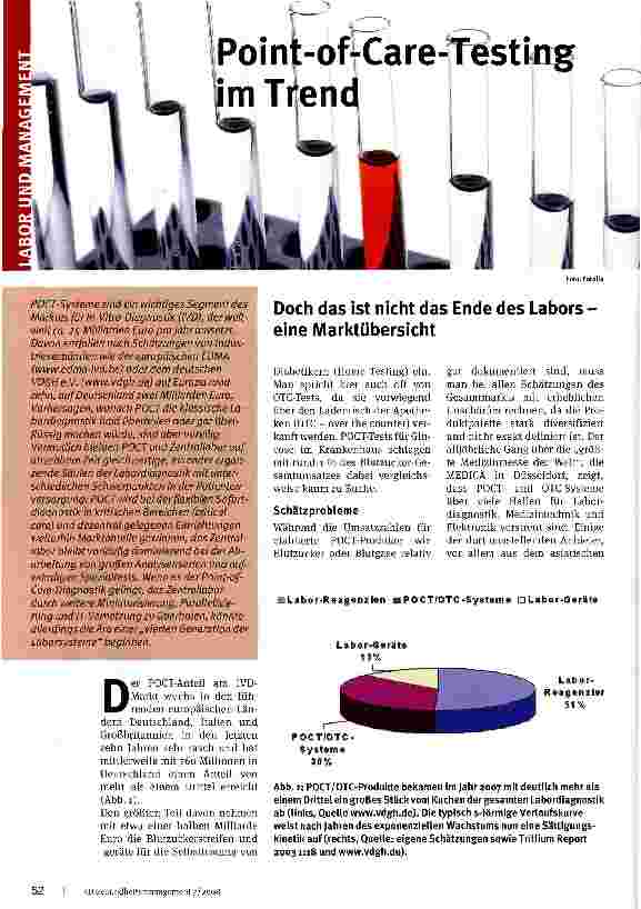 Vorschauseite 1: Pint-of-Care-Testing im Trend. Doch das ist nicht das Ende des Labors -eine Marktübersicht