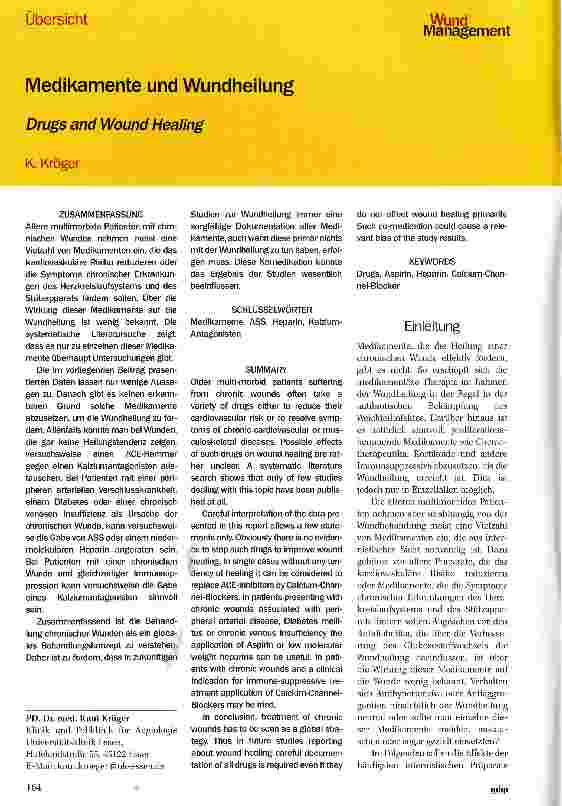 Vorschauseite 1: Medikamente und Wundheilung, Drugs and Wound Healing
