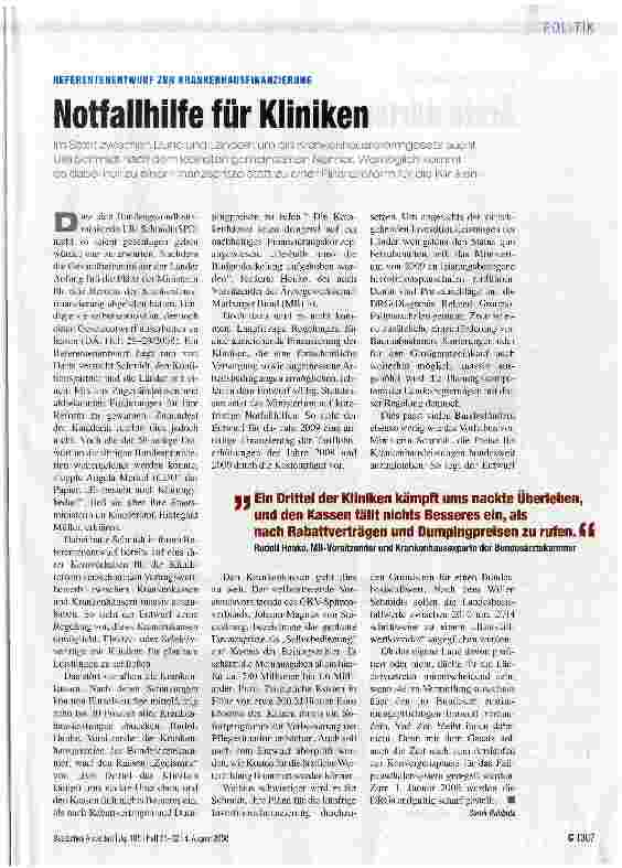 Vorschauseite 1: Notfallhilfe für Kliniken