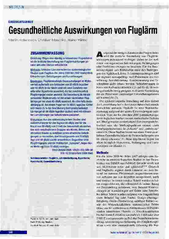 Vorschauseite 1: Gesundheitliche Auswirkungen von Fluglärm