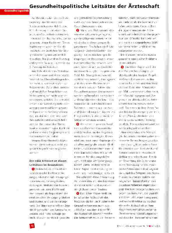 Vorschauseite 1: Gesundheitspolitische Leitsätze der Ärzteschaft