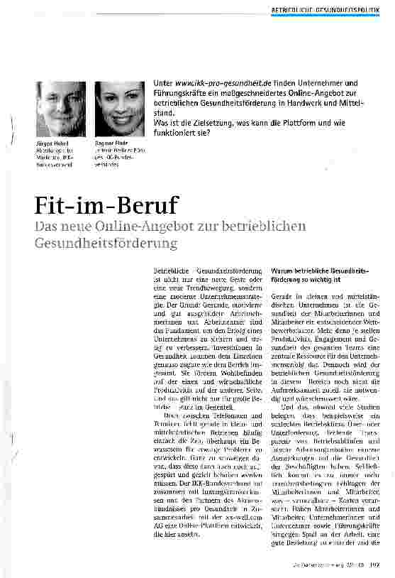 Vorschauseite 1: Fit-im-BerufDas neue Online-Angebot zur betrieblichen Gesundheitsförderung