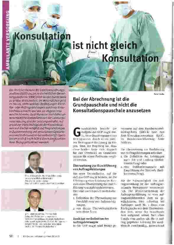 Vorschauseite 1: Konsulation ist nicht gleich KonsulationBei der Abrechnung ist die Grundpauschale und nicht die Konsultations-pauschale anzusetzen