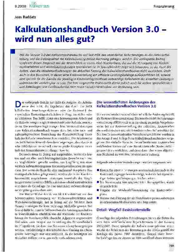 Vorschauseite 1: Kalkulationshandbuch Version 3.0 -wird nun alles gut?