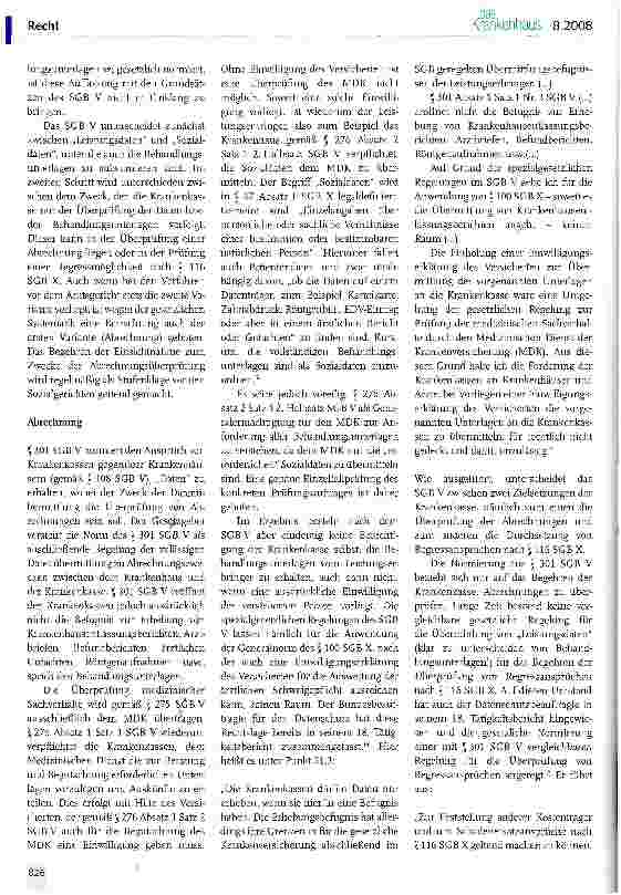 Vorschauseite 2: Besteht ein Anspruch der Krankenkasse auf Einsichtnahme oder Herausgabe der Behandlungsunterlagen?