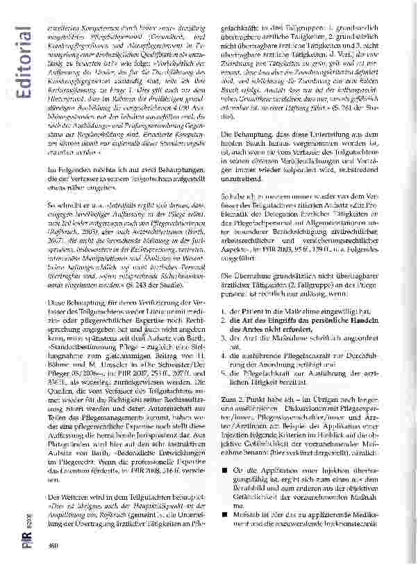 Vorschauseite 2: Einige kritische Anmerkungen zum rechtlichen Teilgutachten der RLP-Studie »Handlungsfeldern in der Krankenhauspflege«