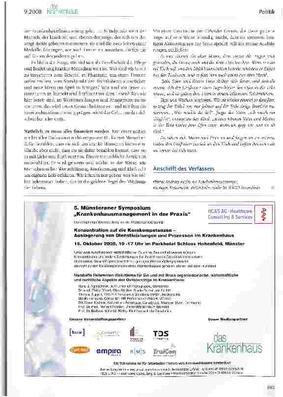 Vorschauseite 3: Der Mensch im Mittelpunkt - was bedeutet das für die Krankenhausfinanzierung?