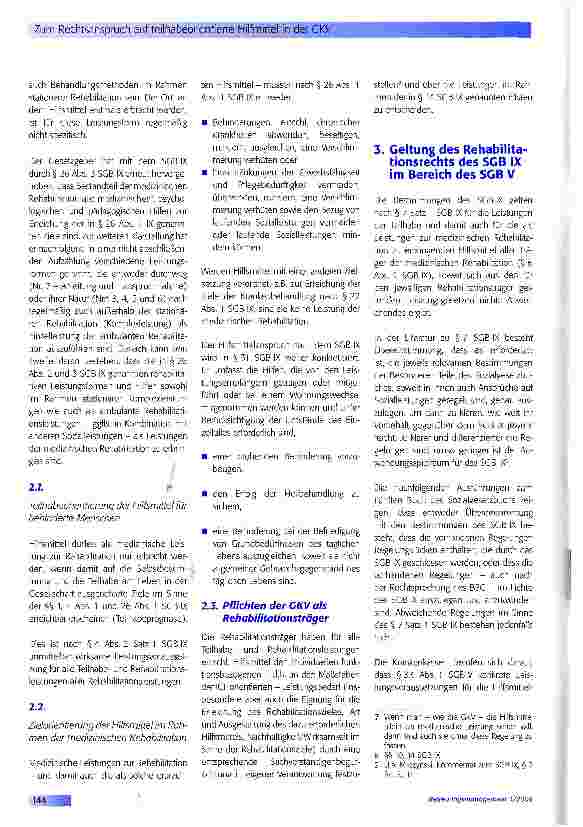 Vorschauseite 2: Zum Rechtsanspruch auf teilhabeorientierte Hilfsmittel in der GKV