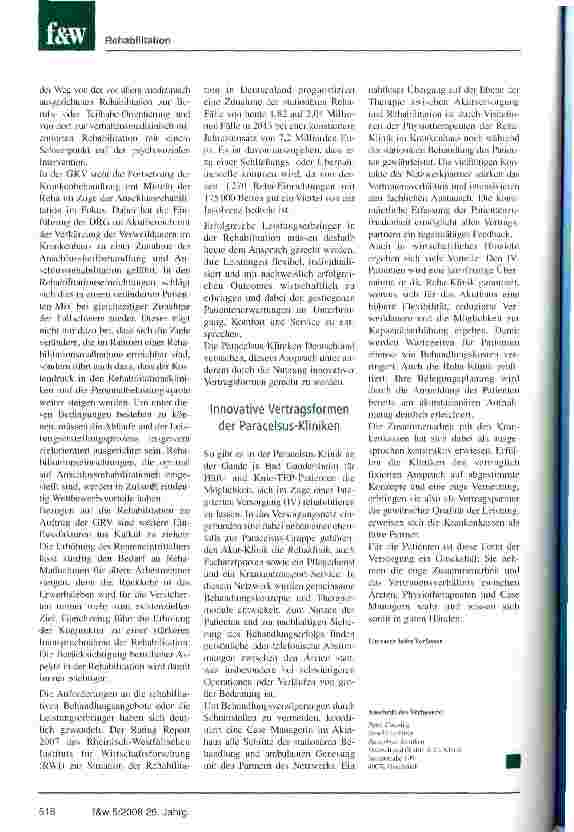 Vorschauseite 3: IV-Modelle Qualität und TransparenzErfolgsrezepte für Rehabilitations-Kliniken und ihre Patienten