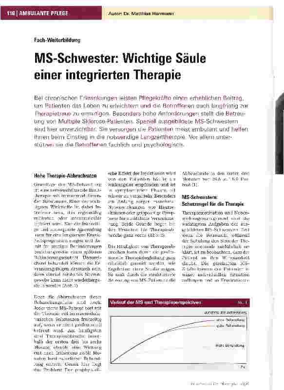 Vorschauseite 1: MS-Schwester: Wichtige Säule einer integrierten Therapie