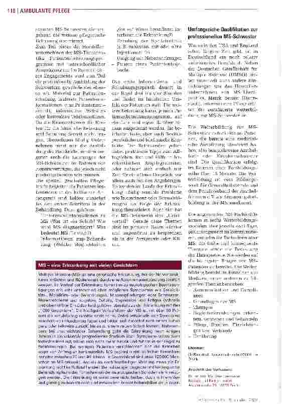 Vorschauseite 3: MS-Schwester: Wichtige Säule einer integrierten Therapie