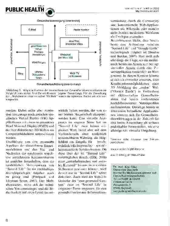 Vorschauseite 3: Die Virtuelle Arztpraxis: Perspektiven für webbasierte Gesundheitskommunikation durch Second Life?