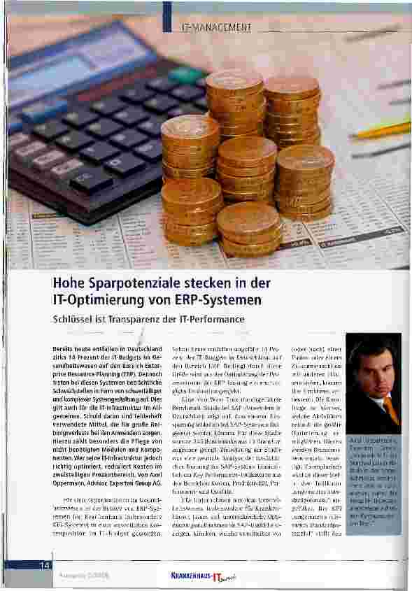 Vorschauseite 1: Hohe Sparpotenziale stecken in der IT-Optimierung von ERP-SystemenSchlüssel ist Transparenz der IT-Performance