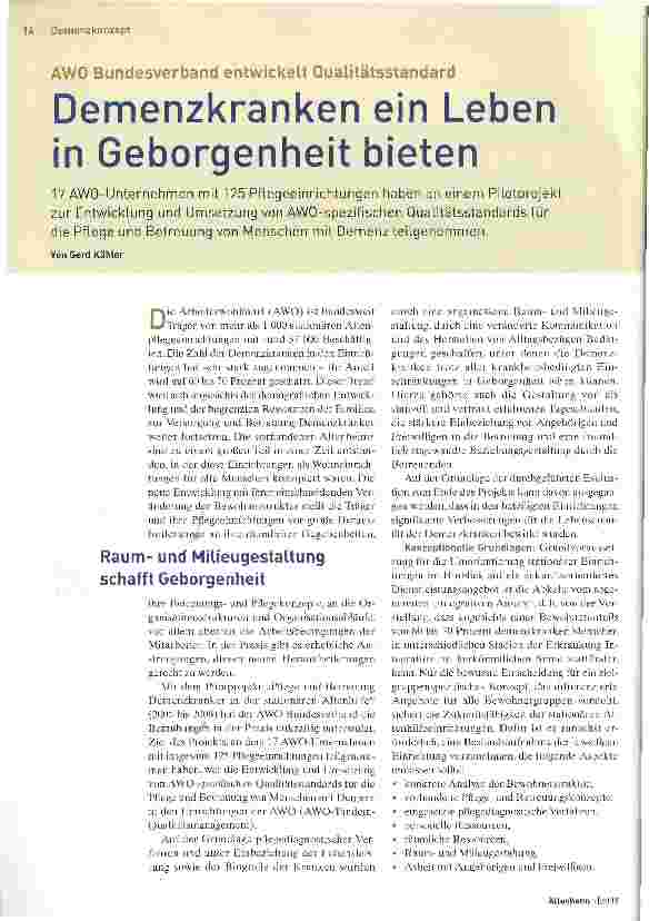 Vorschauseite 1: Demenzkranken ein Leben in Geborgenheit bieten
