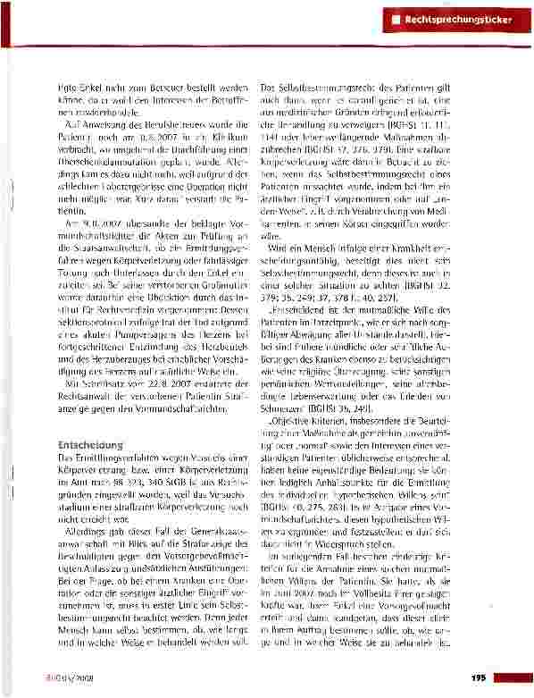 Vorschauseite 2: Selbstbestimmungsrecht von Patienten bei einer lebensbedrohlichen Erkrankung