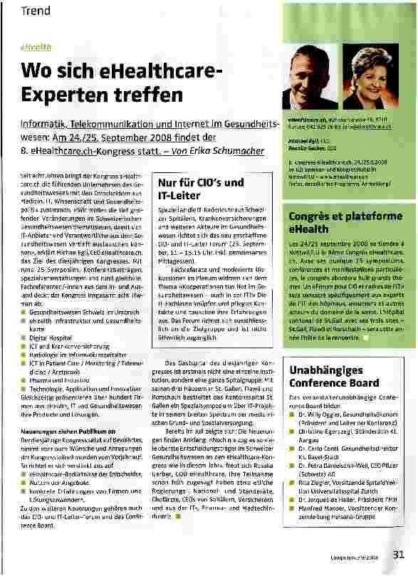 Vorschauseite 1: Wo sich eHealthcare-Experten treffen