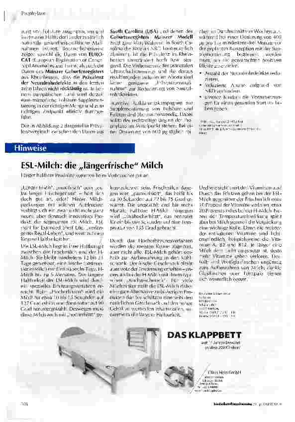 Vorschauseite 2: Prophylaxe von Neuralrohrdefekten: Welchen Einfluss hat der Polymorphismus im Folatstoffwechsel?Prophylaxe durch Folsäure und Folat