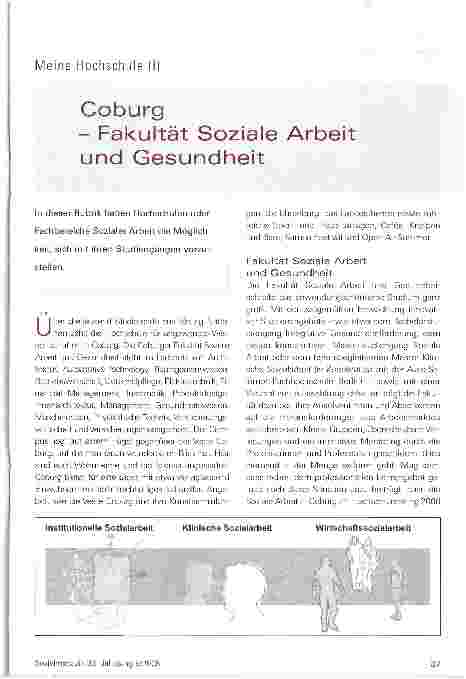 Vorschauseite 1: Coburg- Fakultät Soziale Arbeit und Gesundheit