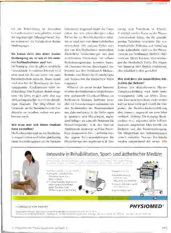 Vorschauseite 2: Philipps-Universität Marburg und Hochschule Fulda reformieren ihre Physiotherapie-Studiengänge