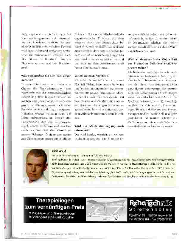 Vorschauseite 3: Philipps-Universität Marburg und Hochschule Fulda reformieren ihre Physiotherapie-Studiengänge