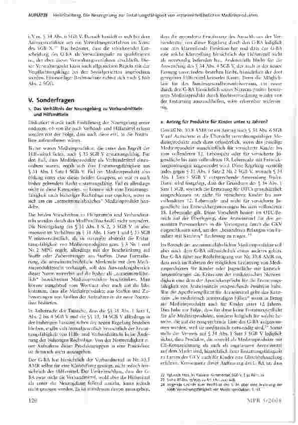 Vorschauseite 5: Die Neuregelung zur Erstattungsfähigkeit von arzneimittelähnlichen Medizinprodukten