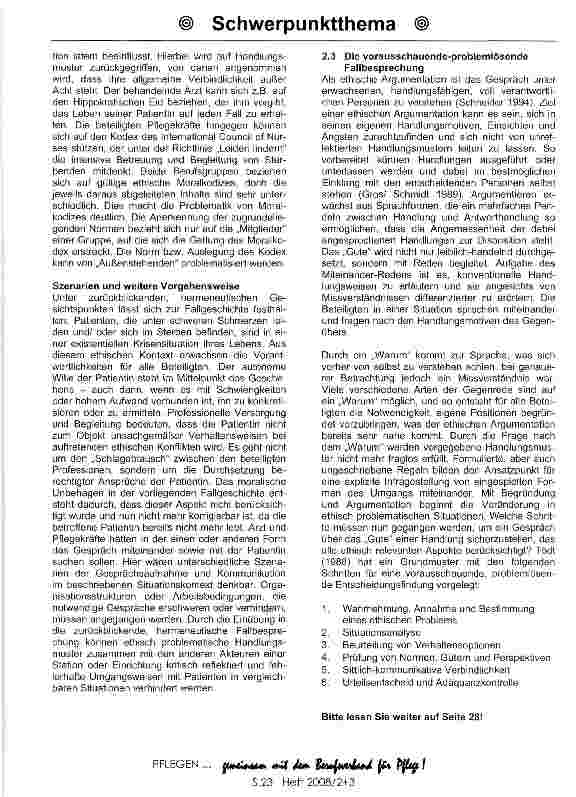 Vorschauseite 4: Wie Pflegende ihr Handeln reflektieren und begründen können Das Instrument der Ethischen Fallbesprechung