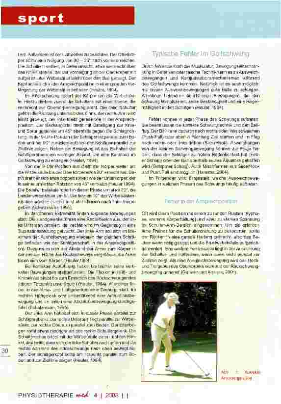 Vorschauseite 2: Physiotherapie und Golf Studie zur Korrektur fehlerhafter Körperhaltung