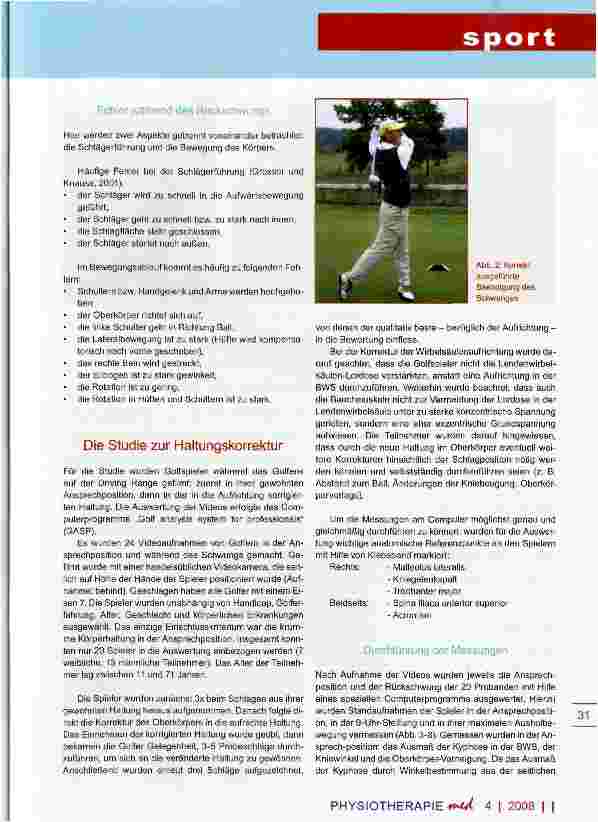 Vorschauseite 3: Physiotherapie und Golf Studie zur Korrektur fehlerhafter Körperhaltung