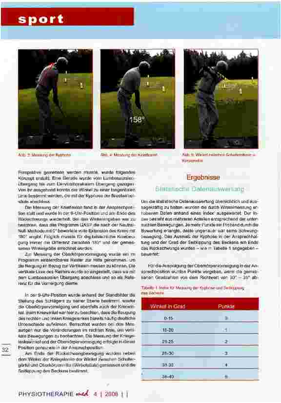 Vorschauseite 4: Physiotherapie und Golf Studie zur Korrektur fehlerhafter Körperhaltung