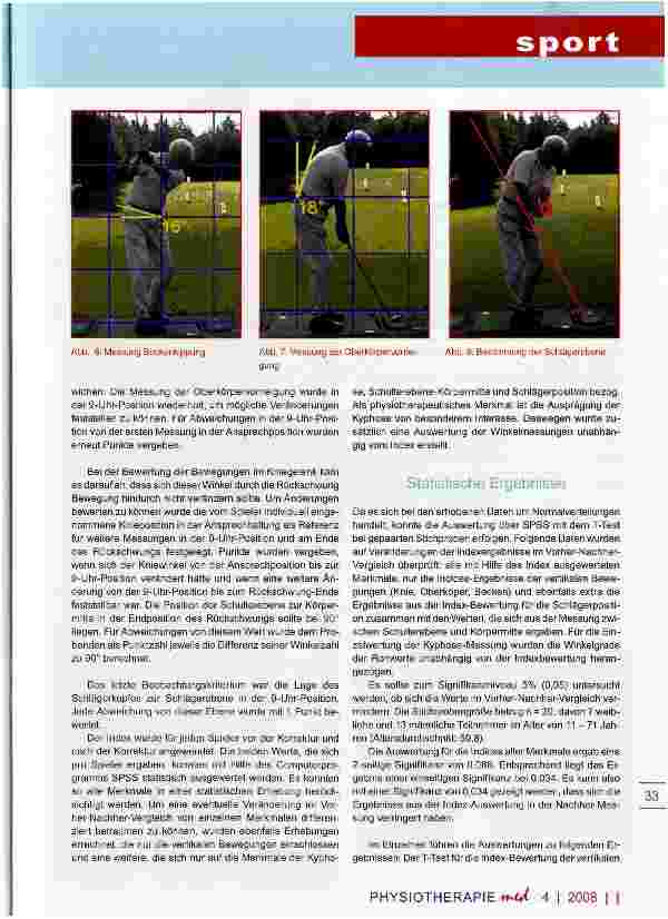 Vorschauseite 5: Physiotherapie und Golf Studie zur Korrektur fehlerhafter Körperhaltung