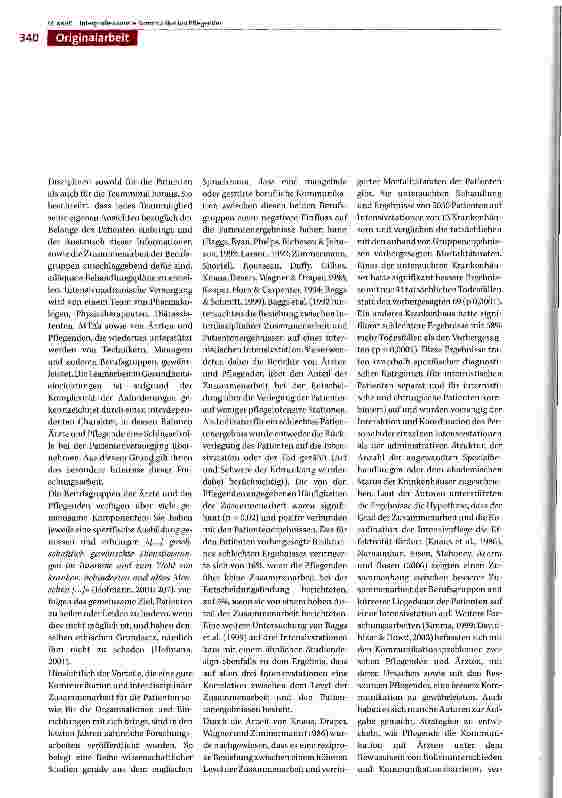 Vorschauseite 2: «...dann wird er halt operiert und es ist keine Blutgruppe da!»Interprofessionelle Kommunikation von Pflegenden einer internistischen Intensivstation