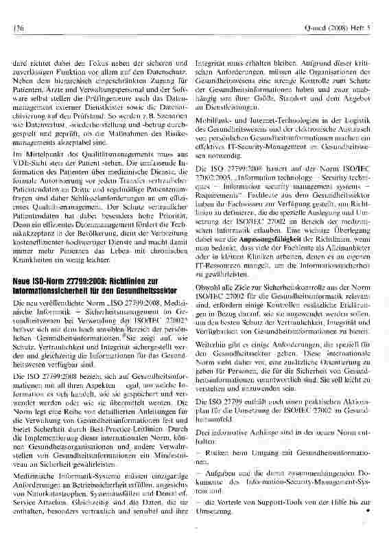 Vorschauseite 2: Leitlinien/Richtlinien/NormenNeuer VDE-Standard für Datenschutz in der Telemedizin