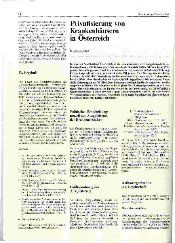 Vorschauseite 1: Privatisierung von Krankenhäusern in Osterreich