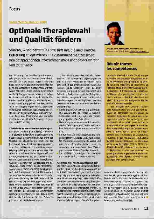 Vorschauseite 1: Optimale Therapiewahl und Qualität fördern