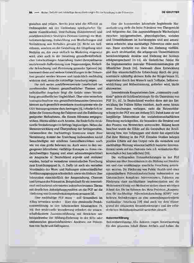 Vorschauseite 2: Defizite und zukünftige Herausforderungen für die Forschung in der Prävention