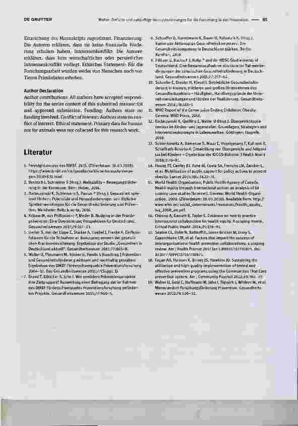 Vorschauseite 3: Defizite und zukünftige Herausforderungen für die Forschung in der Prävention