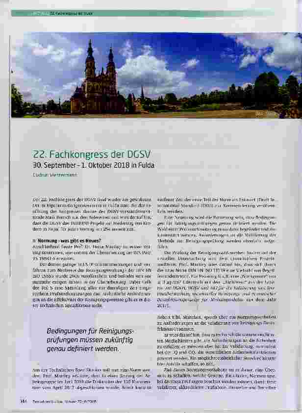 Vorschauseite 1: 22. Fachkongress der DGSV 30. September -1. Oktober 2018 in Fulda