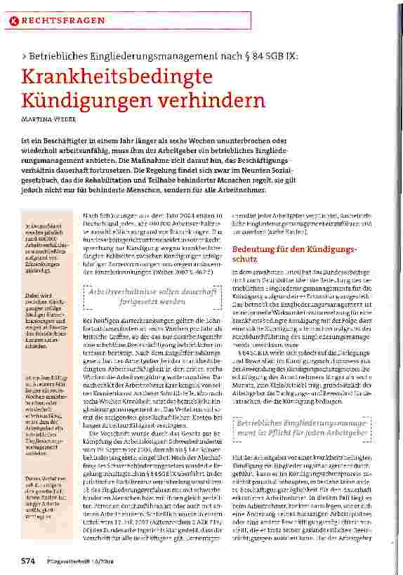 Vorschauseite 1: Krankheitsbedingte Kündigungen verhindern