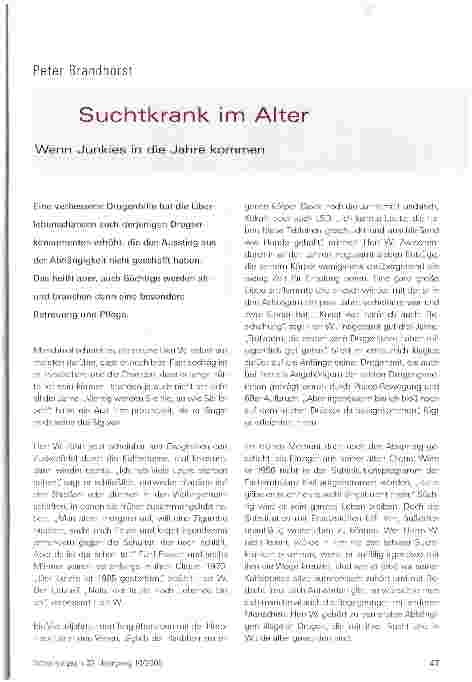 Vorschauseite 1: Suchtkrank im AlterWenn Junkies in die Jahre kommen